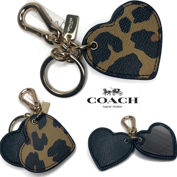 Coach Accessories - Coach Wild Beast Cheetah Mirror Keychain Heart Fob